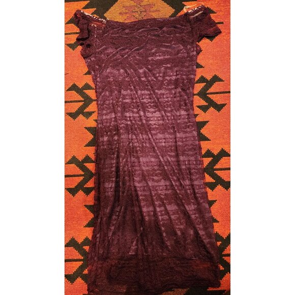 Purple Lace Bodycon Dress  Ups & Down Polyester Stretchy Lining Size XL - Picture 8 of 10
